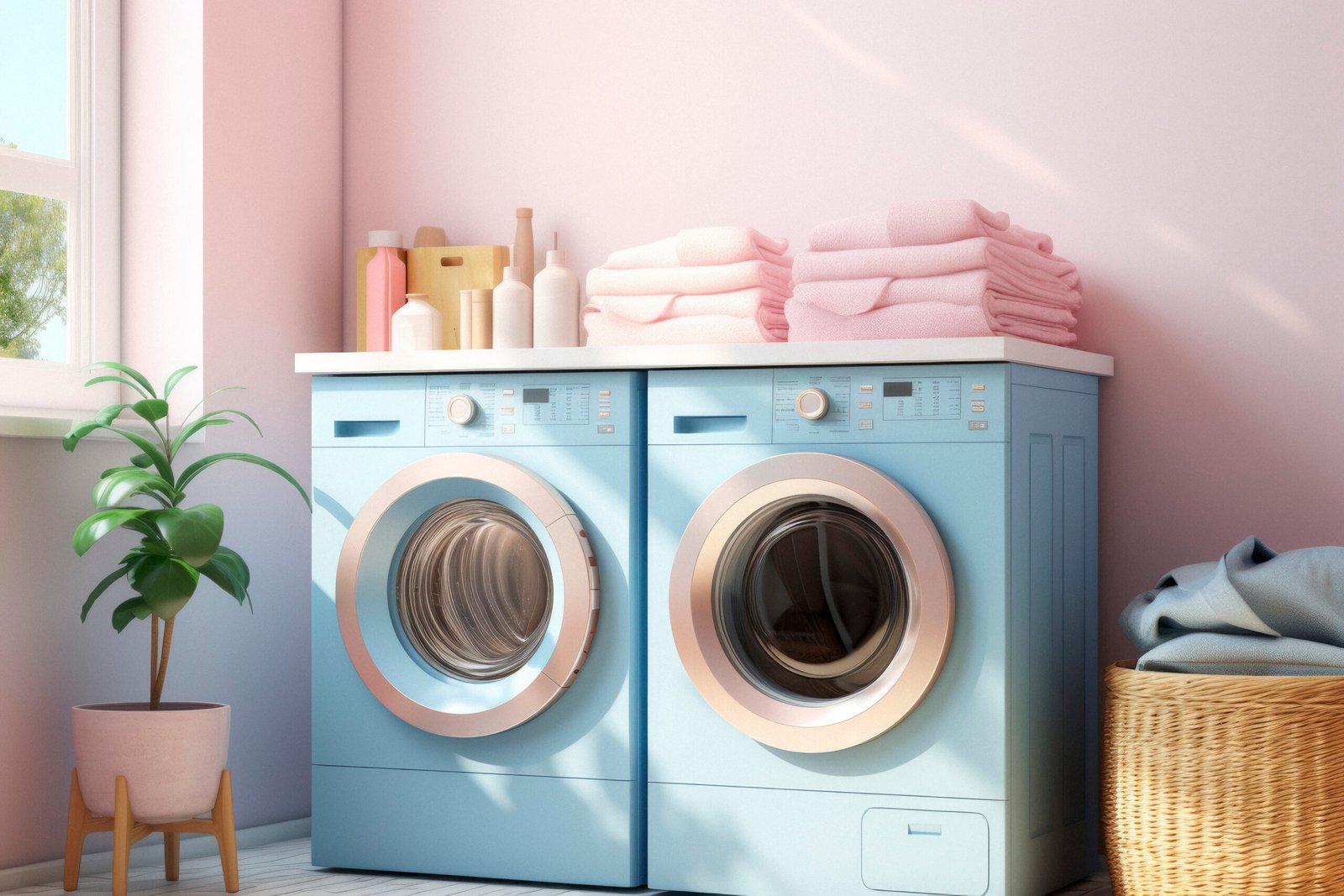 view-laundry-room-with-washing-machine-retro-colors